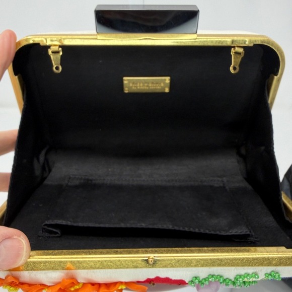 Alice + Olivia Floral Embroidered Clutch with Gold Chain - Picture 7 of 13